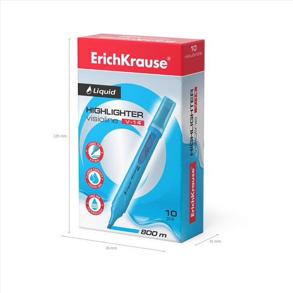 Текстовыделитель ErichKrause Liquid Visioline V-14 Neon, голубой 56030