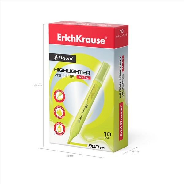 Текстовыделитель ErichKrause Liquid Visioline V-14 Neon, желтый 56027