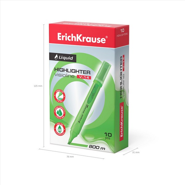Текстовыделитель ErichKrause Liquid Visioline V-14 Neon, зеленый 56028
