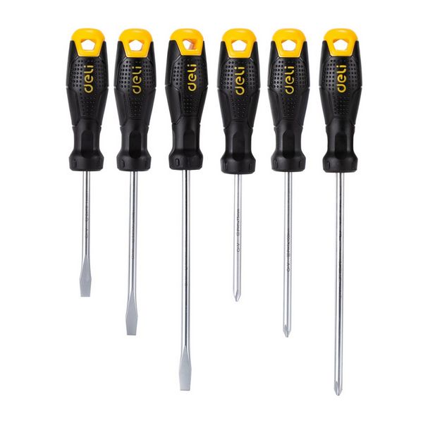 Набор отверток Deli  6шт SL5x75 + SL5x100 + SL6x150 + PH1x75 + PH1x100 + PH2x150  DL620006
