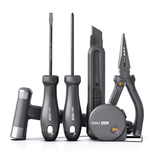Набор ручного инструмента "Home Series Black" Deli 6 предметов HT0006