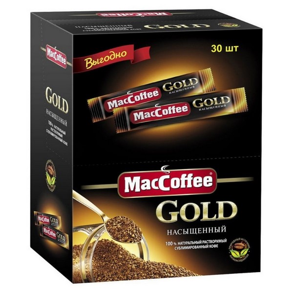 Кофе растворимый порционный MacCoffee Gold, сублимированный 2гх30 шт/уп 1806385