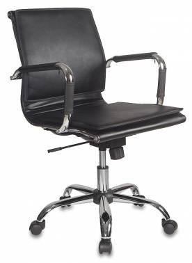 Кресло руководителя Бюрократ Ch-993-Low черный эко.кожа низк.спин. крестов. металл хром 664068