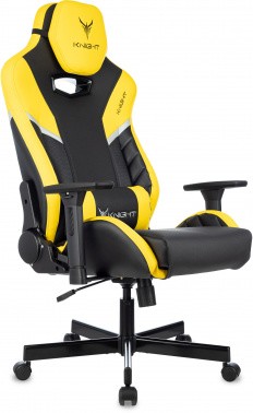 Кресло игровое Knight Thunder 5X черный/желтый эко.кожа крестов. металл 1941740