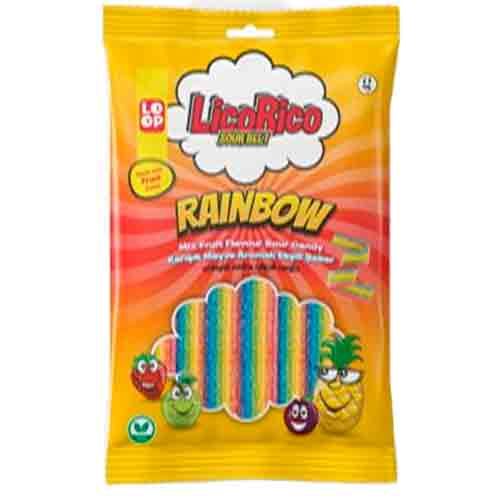 Жевательный мармелад LicoRico Sour Belts Rainbow 80гр