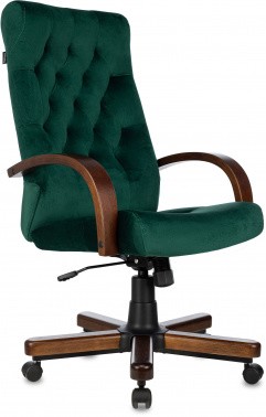 Кресло руководителя Бюрократ T-9928WALNUT Fabric зеленый Italia Green крестов. металл/дерево 1932029