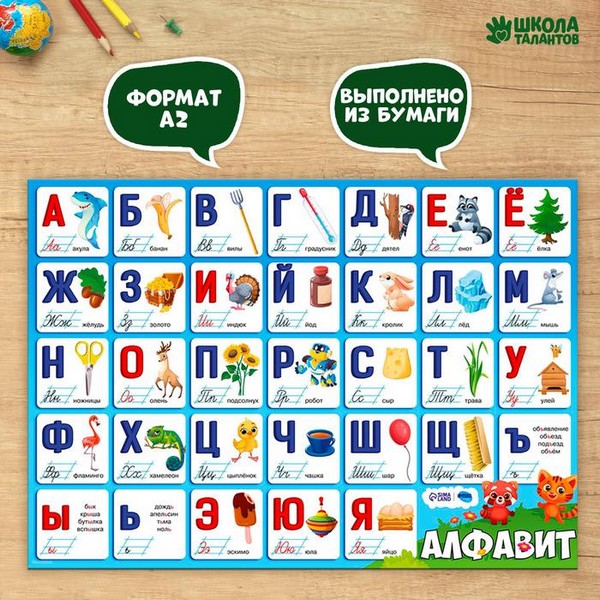 Обучающий плакат "Изучаем алфавит", А2 9895514 9895514