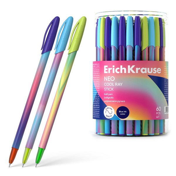 Ручка шариковая ErichKrause® Neo® Stick Cool Ray 0.7, цвет чернил синий 61012
