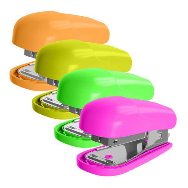 Мини-степлер №24/6, 26/6 ErichKrause Compact Neon до 20 листов, ассорти (в коробке по 1 шт.) 61736