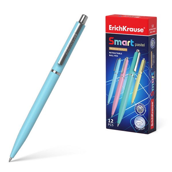 Ручка шариковая автоматическая ErichKrause® Smart Matic Pastel, 0.7 мм, синяя 55389