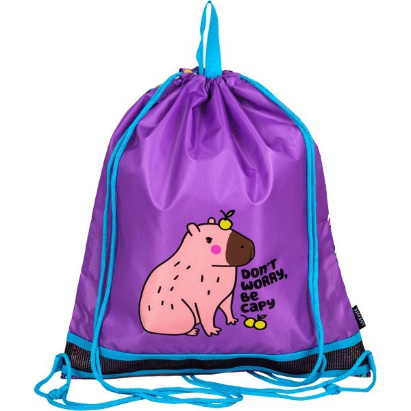 Сумка для сменной обуви "deVENTE. Capybara" 40x47 см, водоотталкивающая ткань, на веревочной завязке, с вставкой из пластиковой сетки для вентиляции, с петлей для повеса и переноски 7040456