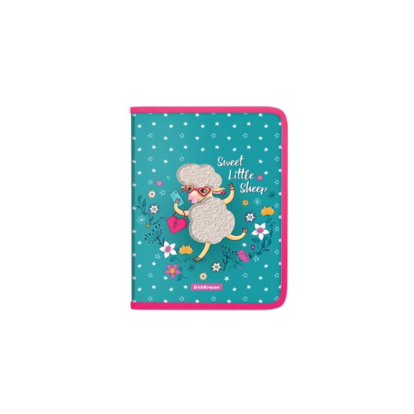 Папка для тетрадей на молнии пластиковая ErichKrause® Flower Sheep, A5+ (в пакете по 4 шт.) 54952