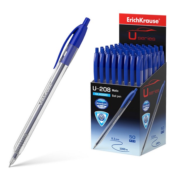 Ручка шариковая автоматическая ErichKrause® U-208 Matic Classic 1.0, Ultra Glide Technology, цвет чернил синий (в коробке по 50 шт.) 47570
