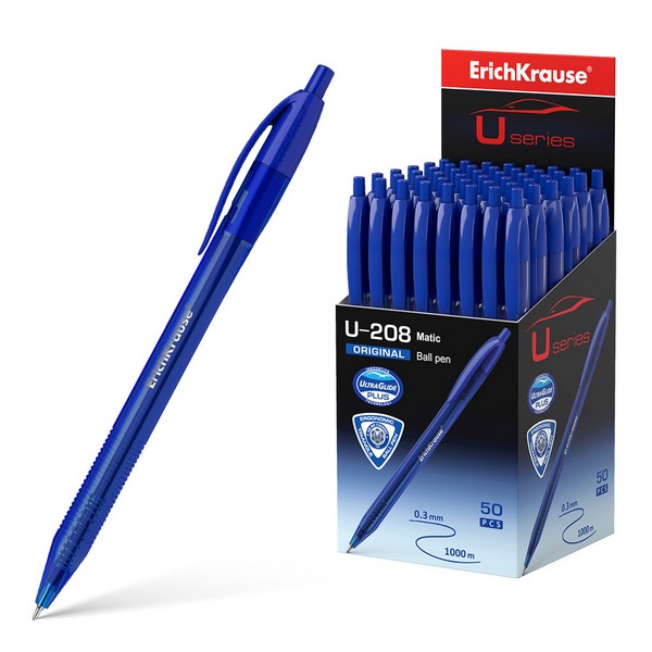 Ручка шариковая автоматическая ErichKrause® U-208 Matic Original 1.0, Ultra Glide Technology, цвет чернил синий (в коробке по 50 шт.) 47602
