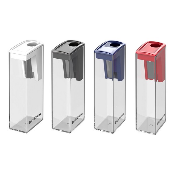 Точилка пластиковая ErichKrause City, Classic, с контейнером, ассорти (в коробке-дисплее по 16 шт) 60021