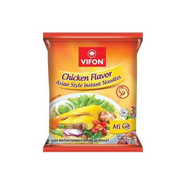 Пшеничная лапша б/п со вкусом курицы карри Vifon, Вьетнам, 70 г