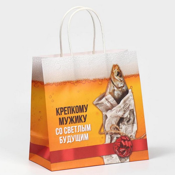 Пакет подарочный «Крепкому мужику», 22 х 22 х 11 см      7980130 7980130    
