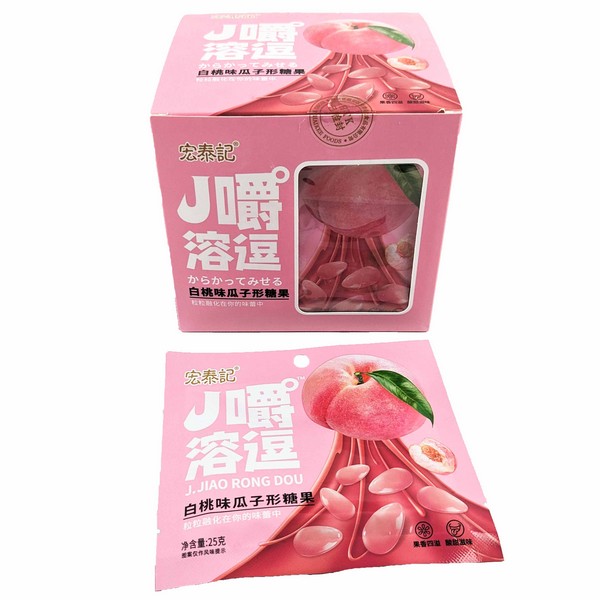 Жевательные конфеты J.JIAO RONG DOU со вкусом персика 25гр (20шт в блоке)   11192