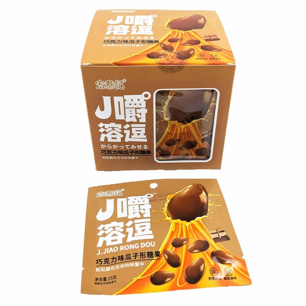 Жевательные конфеты J.JIAO RONG DOU со вкусом шоколада 25гр (20шт в блоке)   11190