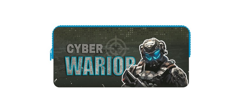 Пенал - косметичка, двухсторонняя печать, ткань с ручкой 200*90*40 "CYBER WARIOR", Пчелка К-10 ручка