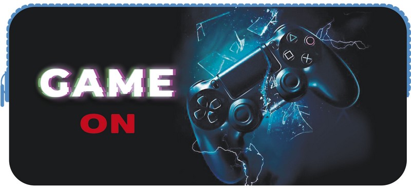 Пенал - косметичка, двухсторонняя печать, ткань с ручкой 200*90*40 "GAME ON", Пчелка К-10 ручка