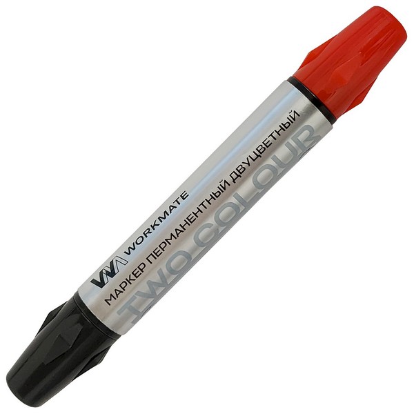 Маркер перманентный Workmate двухсторонний, двухцветный, линия 1,5-3 мм, черный и красный *12/720 15-4841