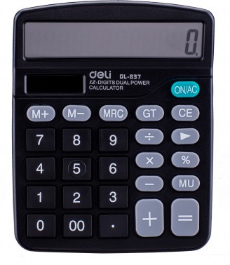 Калькулятор Deli 12-разр. настольный черный  E837