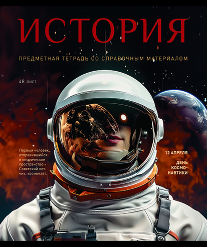 Тетрадь 48л. кл., спр. мат., "№1. История" Стандарт 4+1+УФ Сплошной, ПБЗФ (5/50) 023966