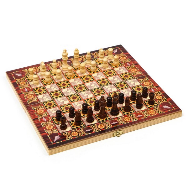 Настольная игра 3 в 1 "Узоры": нарды, шашки, шахматы, 29 х 29 см 1267615 1267615    