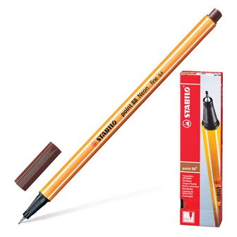 Ручка капил. Stabilo point-88 коричневая 0,4мм - популярная ручка для офиса (10) 88/45