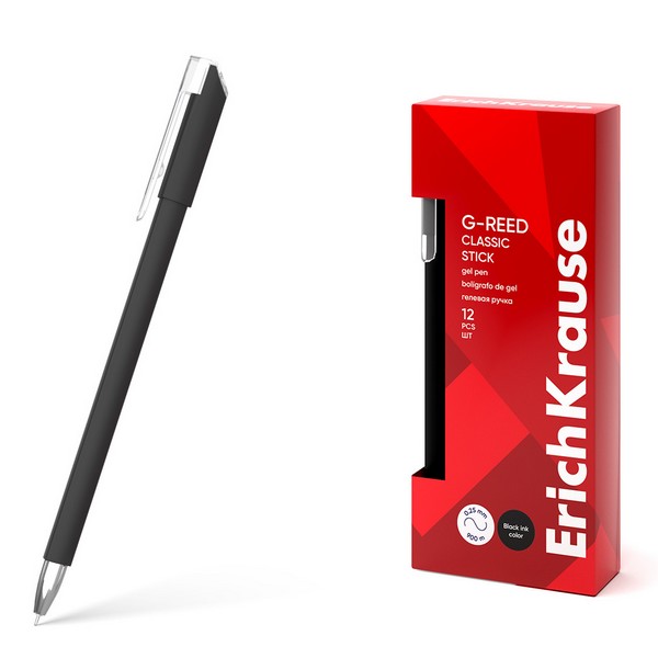 Ручка гелевая ErichKrause G-Reed Stick Classic 0.38, цвет чернил черный (в коробке по 12 шт.) 61298