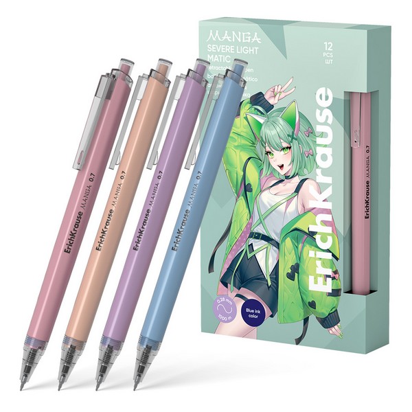 Ручка шариковая автоматическая ErichKrause Essential Matic Manga 0.7, цвет чернил синий (в коробке по 12 шт.) 61097
