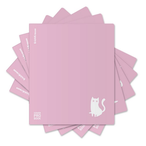 Тетрадь общая ученическая с пластиковой обложкой на скобе ErichKrause CoverProBook Brave cats, фиолетовый, А5+, 48 листов, клетка_MIX-PACK 048055254-61955