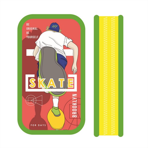 Пенал двухстворчатый большой тканевый торец 190*105 "SKATE", Пчелка ПО-090