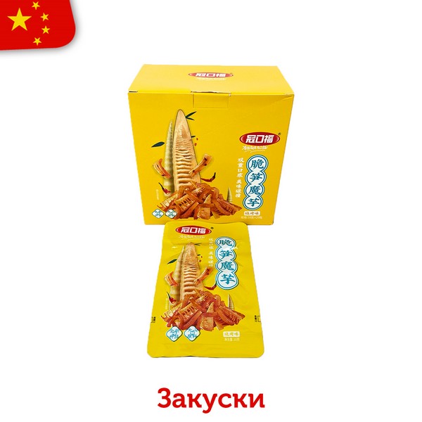 Салат из ростков молодого бамбука "Язык дьявола" классический вкус 16гр (20шт в блоке) (желт)   13398