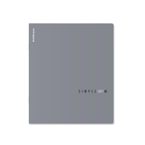 Тетрадь общая ученическая ErichKrause Simple Color, серый, 48 листов, клетка, ламинация soft-touch+выборочный УФ-лак 048017254-63321