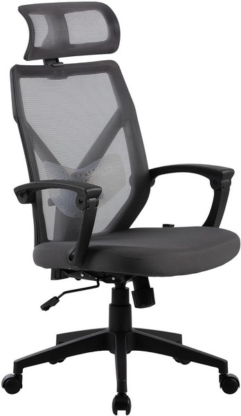 Кресло Cactus CS-MC414-GY черный/серый сетка/ткань с подголов. крестов. пластик 