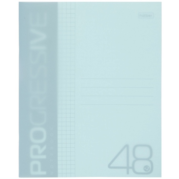Тетрадь 48л. кл., обл. пластиковая  PROGRESSIVE бирюзовая, Хатбер (5/100) 48Т5В1