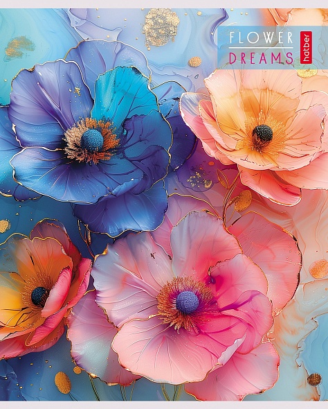 Тетрадь 80л. кл., обл. ламинация Soft-touch серия "Цветочные сны", Хатбер (7/70) 80Т5лВ1