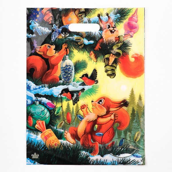 Пакет "Три бельчонка", полиэтиленовый с вырубной ручкой, 40х31 см, 60 мкм 2691128 2691128