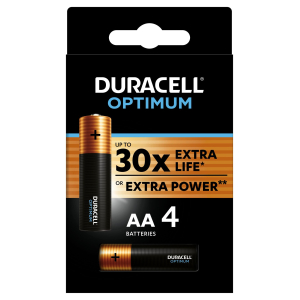 Батарейка DURACELL OPTIMUM (алкалиновые, пальчиковые, тип АА) 1,5v 4 шт. LR6-4BL Optimum (4/64/16000) LR6-4BL Optimum