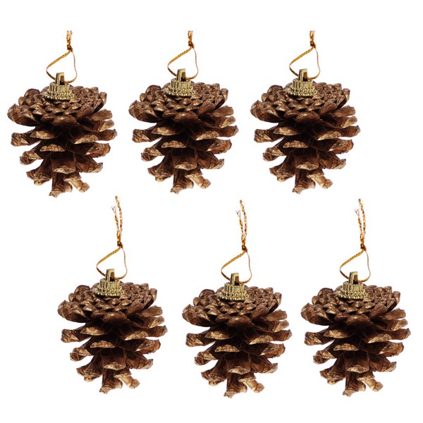 Набор шишек декоративных 6 шт, 4,5 см, цвет золотой, дерево, СНОУ БУМ 374-023