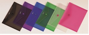 Папка-конверт пластиковая 0.18мм, на кнопке фА5, фиолетовая, Comix А1854