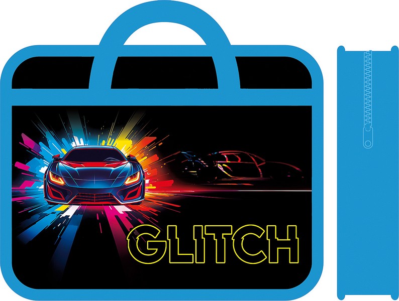 Папка детская фА4 пластиковая, с ручками 330/260/75 "GLITCH", Пчелка (10/30) ПМ-А4-25