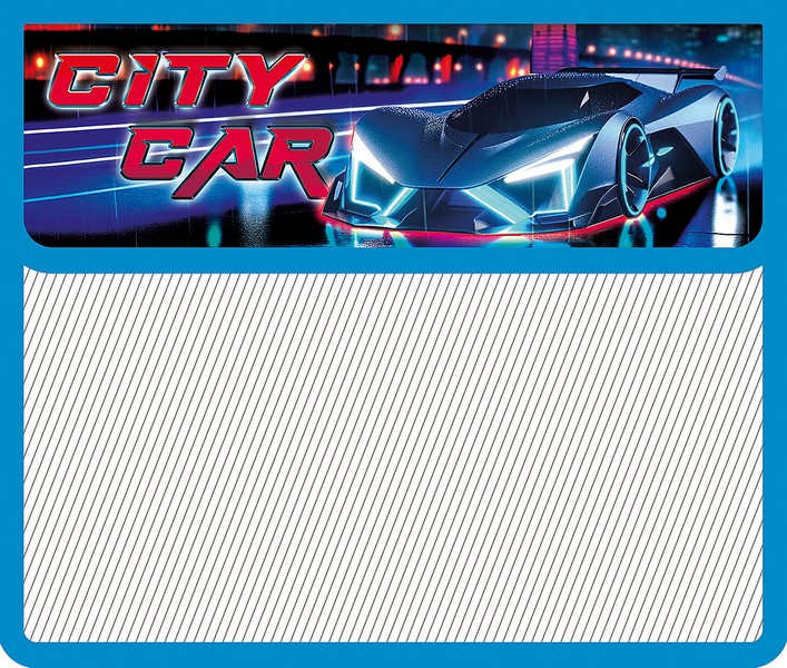 Папка для тетрадей фА5, на липучке, 1 отдел., печать на клапане, "CITY CAR", Пчелка ПМ-А5-03