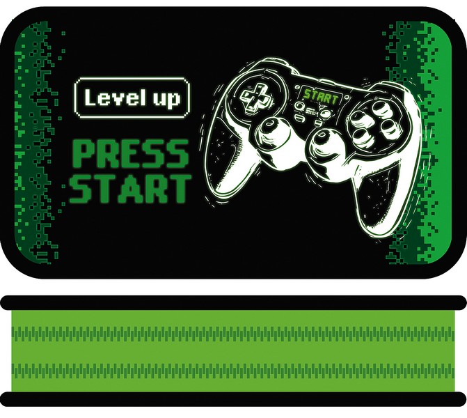 Пенал двухстворчатый большой тканевый торец 190*105 "LEVEL UP", Пчелка ПО-090