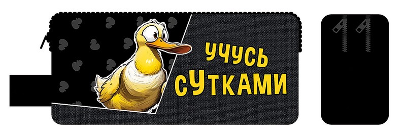 Пенал - косметичка двухсекционный, печать на ткани 200*90*55, "УЧУСЬ СУТКАМИ", Пчелка (20) К-12