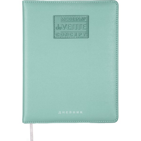 Дневник "deVENTE. Modern Concept Soft" универсальный блок, 48 листов, белая бумага 80 г/м?, печать в 1 краску, твердая обложка из искусственной кожи с поролоном, шелкография, объемная аппликация rubber patch, отстрочка, 1 ляссе, мятный 2020446