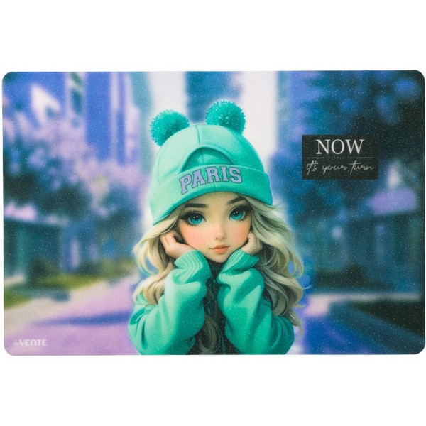 Накладка на стол "deVENTE. Paris Girl" 43x29 см, пластиковая 500 мкм, матовая полупрозрачная, с искрящейся фактурой, с цветным рисунком 8061507