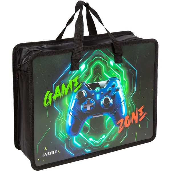 Папка для тетрадей, ИЗО и технологии "deVENTE. Gamer" A4 (33,5x26x10 см) с текстильным расширением 10 см, на молнии сверху, пластик 400 мкм, текстильные ручки, в пластиковом пакете 8057505